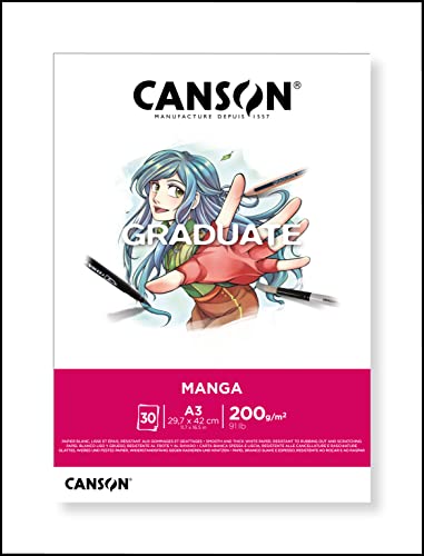 Canson Graduate Manga-Block, A3, 30 Blatt, glatt, 200 g, weiß von Canson