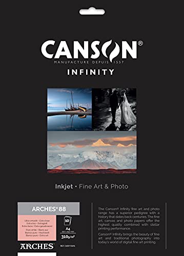 CANSON INFINITY ARCHES® ARCHES 88, C400110696, Digital Fine Art Papier, DIN A4 (21,0 x 29,7cm), 10 Blatt, 310 g/m2 von Canson