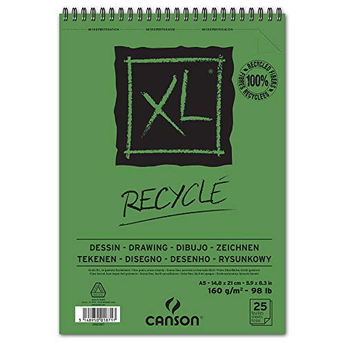 Canson XL® Recyclé Zeichenblock, DIN A5, 25 Blatt, 160 g/m² 1 kg von Canson