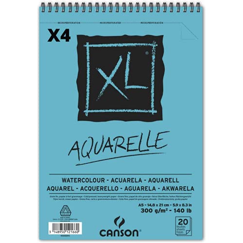 Canson XL Aquarelle Spiralalbum, mikroperforiert, A5, 20 Blatt, feine Körnung 300 g von Canson