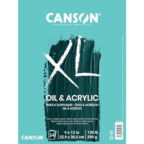 Canson XL-Serie Öl- und Acrylpapier, Faltblock, 22,9 x 30,5 cm, 24 Blatt (290 g) – Künstlerpapier für Erwachsene und Studenten von Canson