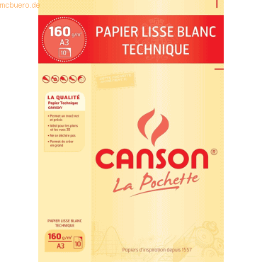 Canson Zeichenpapier A3 160g/qm weiß von Canson