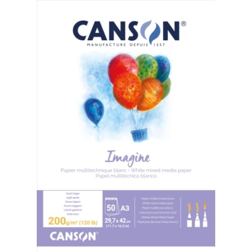 Imagine A3 Block mit 50 Blatt, 200 g/m², leichte Körnung, reinweiß Imagine A3 Block mit 50 Blatt, 200 g/m², leichte Körnung, reinweiß von Canson