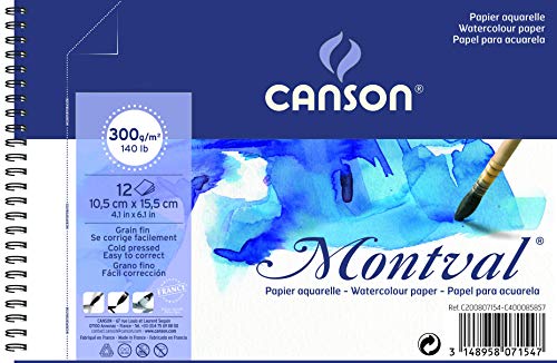 Montval Spiralblock, 10,5 x 15,5 cm, 12 Blatt, 300 g/m² von Canson