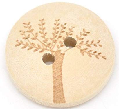 50 edle Holzknöpfe 20mm rund natur 2-Loch mit Baummotiv rund Knopf Knöpfe Holzknopf zum annähen basteln nähen scrapbooking Jackenknöpfe Blusenknöpfe Bastelknöpfe von CansyY