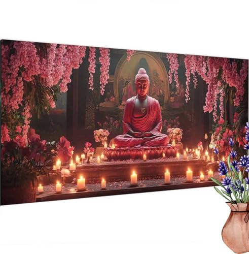 Buddha Diamond Painting XXL 110x55 cm, Diamant Painting Bilder Blume Muster, DIY 5D Full Drill Crystal Art Stickerei Malerei Basteln Set, Kreatives für Mädchen Geschenke, Wanddeko Aesthetic k-179 von Canuhkun