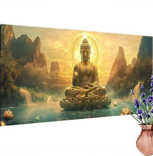 Buddha Diamond Painting XXL 140x70 cm, Diamant Painting Bilder Berg Muster, DIY 5D Full Drill Crystal Art Stickerei Malerei Basteln Set, Kreatives für Mädchen Geschenke, Wanddeko Aesthetic k-280 von Canuhkun