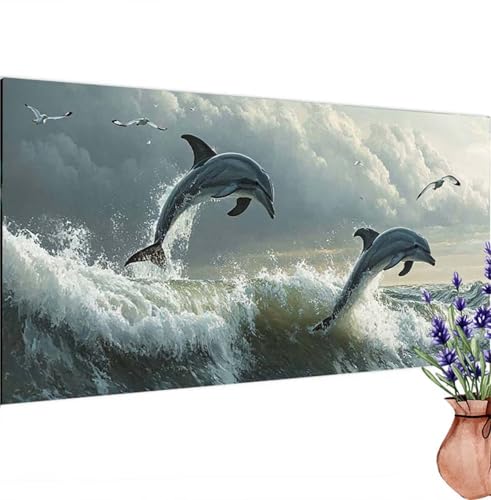 Delphin Diamond Painting XXL 120x60 cm, Diamant Painting Bilder Meer Muster, DIY 5D Full Drill Crystal Art Stickerei Malerei Basteln Set, Kreatives für Mädchen Geschenke, Wanddeko Aesthetic k-173 von Canuhkun