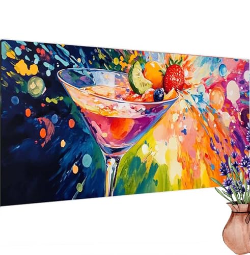 Diamond Painting Abstrakt, Weinglas Diamond Painting Erwachsene Groß 80x40 cm DIY 5D Diamant Kunst Kinder Anfänger Set, Diamant Stickerei Bastelset Erwachsene Frauen für Zimmer Deko, Geschenke k-215 von Canuhkun