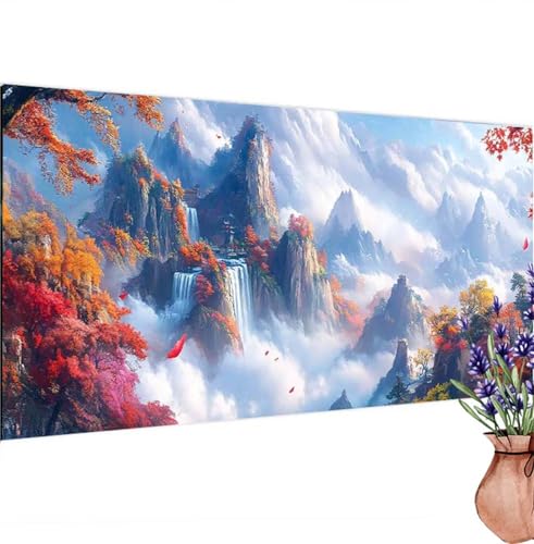 Diamond Painting Berg, Landschaft Diamond Painting Erwachsene Groß 100x50 cm DIY 5D Diamant Kunst Kinder Anfänger Set, Diamant Stickerei Bastelset Erwachsene Frauen für Zimmer Deko, Geschenke k-439 von Canuhkun