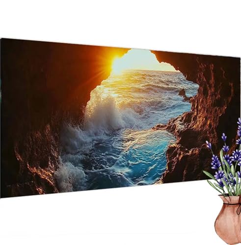 Diamond Painting Berg,Meer Diamond Painting Erwachsene Groß 80x40 cm DIY 5D Diamant Kunst Kinder Anfänger Set, Diamant Stickerei Malerei Bastelset Erwachsene Frauen für Zimmer Deko, Geschenke k-529 von Canuhkun