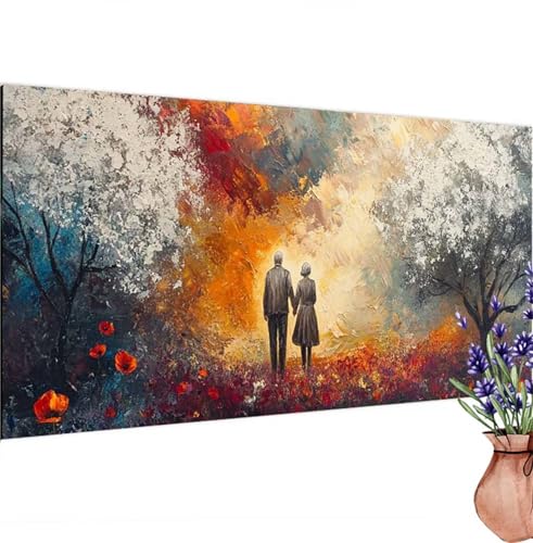 Diamond Painting Ehepaar, Wald Diamond Painting Erwachsene Groß 100x50 cm DIY 5D Diamant Kunst Kinder Anfänger Set, Diamant Stickerei Bastelset Erwachsene Frauen für Zimmer Deko, Geschenke k-544 von Canuhkun