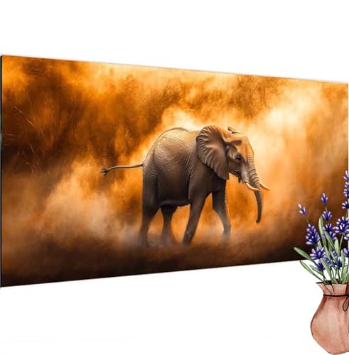 Diamond Painting Elefant, Traum Diamond Painting Erwachsene Groß 100x50 cm DIY 5D Diamant Kunst Kinder Anfänger Set, Diamant Stickerei Bastelset Erwachsene Frauen für Zimmer Deko, Geschenke k-387 von Canuhkun