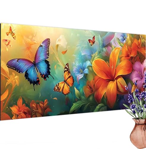 Diamond Painting Erwachsene Groß Schmetterling,Diamant Painting Bilder Blumen Bastelset Erwachsene Frauen,DIY 5D Diamond Art Stickerei Malerei Set für Aesthetic Room Decor,Leinwand 100x200 cm k-447 von Canuhkun