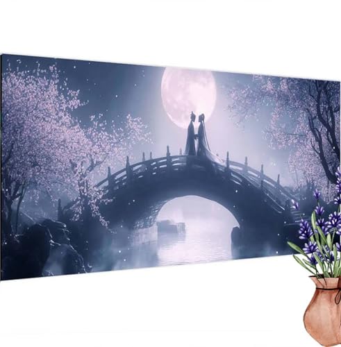 Diamond Painting Erwachsene Groß XXL Brücke, Diamant Painting Bilder Ehepaar Bastelset Erwachsene Frauen, DIY 5D Diamond Art Stickerei Malerei Set für Aesthetic Room Decor, Leinwand 90x180 cm k-531 von Canuhkun