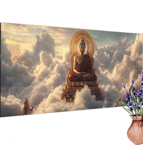 Diamond Painting Erwachsene Groß XXL Buddha, Diamant Painting Bilder Wolken Bastelset Erwachsene Frauen, DIY 5D Diamond Art Stickerei Malerei Set für Aesthetic Room Decor, Leinwand 100x200 cm k-176 von Canuhkun