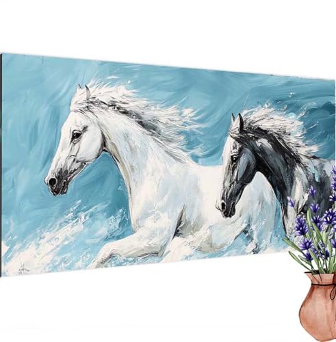 Diamond Painting Erwachsene Groß XXL Horse,Diamant Painting Bilder Tier Bastelset Erwachsene Frauen, DIY 5D Diamond Art Stickerei Malerei Set für Aesthetic Room Decor, Leinwand 90x180 cm k-375 von Canuhkun