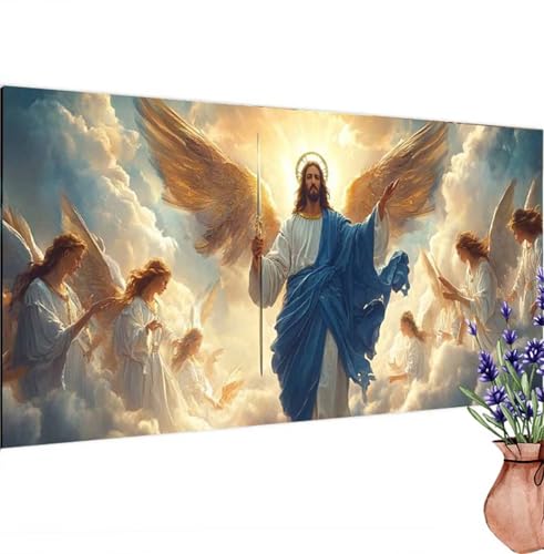 Diamond Painting Erwachsene Groß XXL Jesus, Diamant Painting Bilder Engel Bastelset Erwachsene Frauen, DIY 5D Diamond Art Stickerei Malerei Set für Aesthetic Room Decor, Leinwand 100x200 cm k-487 von Canuhkun