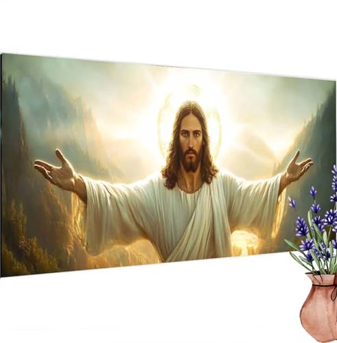 Diamond Painting Erwachsene Groß XXL Jesus,Diamant Painting Bilder Gott Bastelset Erwachsene Frauen, DIY 5D Diamond Art Stickerei Malerei Set für Aesthetic Room Decor, Leinwand 90x180 cm k-237 von Canuhkun