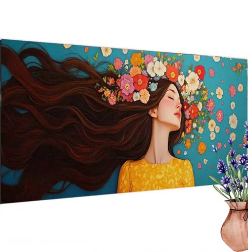 Diamond Painting Erwachsene Groß XXL Karikatur, Diamant Painting Bilder Blume Bastelset Erwachsene Frauen, DIY 5D Diamond Art Stickerei Malerei Set für Aesthetic Room Decor, Leinwand 100x200 cm k-429 von Canuhkun