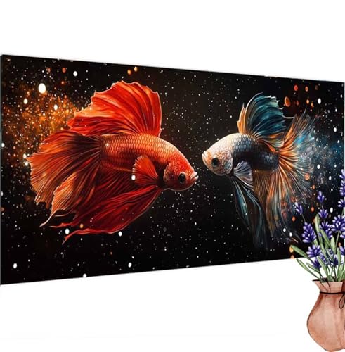 Diamond Painting Erwachsene Groß XXL Koi,Diamant Painting Bilder Ehepaar Bastelset Erwachsene Frauen, DIY 5D Diamond Art Stickerei Malerei Set für Aesthetic Room Decor, Leinwand 80x160 cm k-549 von Canuhkun