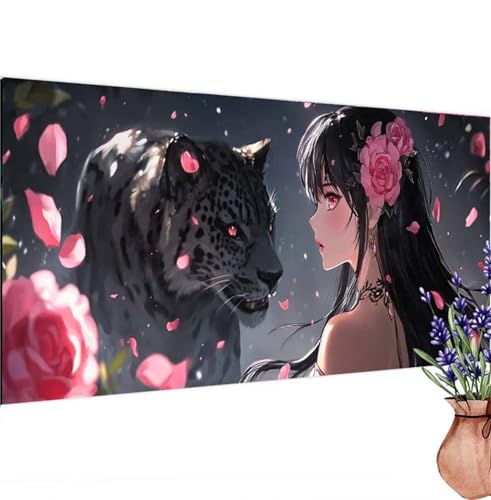 Diamond Painting Erwachsene Groß XXL Leopard, Diamant Painting Bilder Mädchen Bastelset Erwachsene Frauen, DIY 5D Diamond Art Stickerei Malerei Set für Aesthetic Room Decor, Leinwand 90x180 cm k-222 von Canuhkun