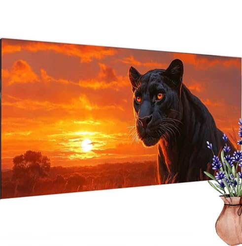 Diamond Painting Erwachsene Groß XXL Leopard, Diamant Painting Bilder Sonnenuntergang Bastelset Erwachsene Frauen, DIY 5D Diamond Art Malerei Set für Aesthetic Room Decor, Leinwand 100x200 cm k-274 von Canuhkun