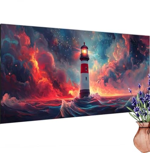 Diamond Painting Erwachsene Groß XXL Leuchtturm, Diamant Painting Bilder Wolken Bastelset Erwachsene Frauen, DIY 5D Diamond Art Stickerei Malerei Set für Aesthetic Room Decor, Leinwand 85x180 cm k-315 von Canuhkun