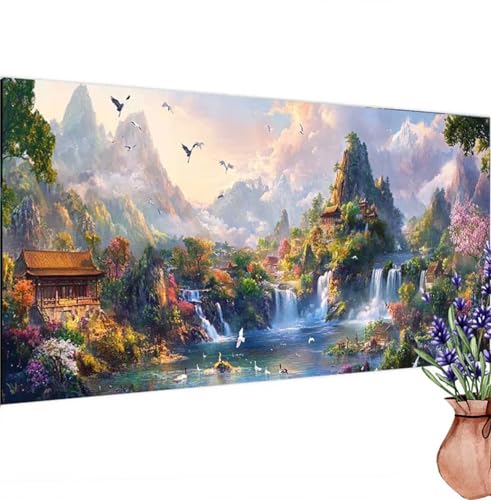 Diamond Painting Erwachsene Groß XXL Märchenland, Diamant Painting Bilder Landschaft Bastelset Erwachsene Frauen, DIY 5D Diamond Art Malerei Set für Aesthetic Room Decor, Leinwand 85x180 cm k-196 von Canuhkun