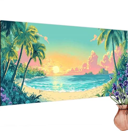 Diamond Painting Erwachsene Groß XXL Meer, Diamant Painting Bilder Landschaft Bastelset Erwachsene Frauen, DIY 5D Diamond Art Stickerei Malerei Set für Aesthetic Room Decor, Leinwand 100x200 cm k-347 von Canuhkun