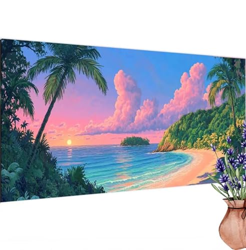 Diamond Painting Erwachsene Groß XXL Meer, Diamant Painting Bilder Landschaft Bastelset Erwachsene Frauen, DIY 5D Diamond Art Stickerei Malerei Set für Aesthetic Room Decor, Leinwand 100x200 cm k-345 von Canuhkun