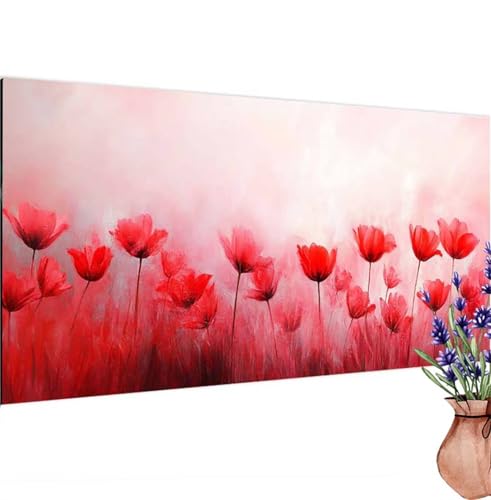 Diamond Painting Erwachsene Groß XXL Mohn,Diamant Painting Bilder Traum Bastelset Erwachsene Frauen, DIY 5D Diamond Art Stickerei Malerei Set für Aesthetic Room Decor, Leinwand 100x200 cm k-234 von Canuhkun