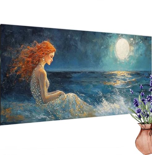 Diamond Painting Erwachsene Groß XXL Mond, Diamant Painting Bilder Mädchen Bastelset Erwachsene Frauen, DIY 5D Diamond Art Stickerei Malerei Set für Aesthetic Room Decor, Leinwand 100x200 cm k-537 von Canuhkun