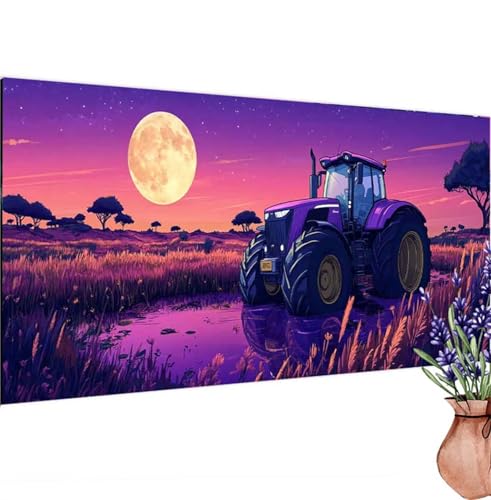 Diamond Painting Erwachsene Groß XXL Mond, Diamant Painting Bilder Traktor Bastelset Erwachsene Frauen, DIY 5D Diamond Art Stickerei Malerei Set für Aesthetic Room Decor, Leinwand 85x180 cm k-309 von Canuhkun