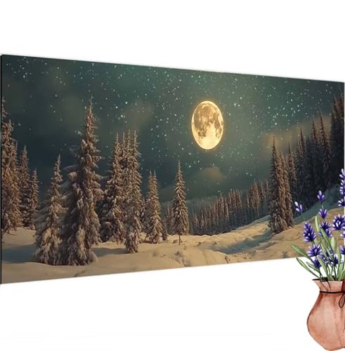 Diamond Painting Erwachsene Groß XXL Mond,Diamant Painting Bilder Wald Bastelset Erwachsene Frauen, DIY 5D Diamond Art Stickerei Malerei Set für Aesthetic Room Decor Geschenke,Leinwand 80x160 cm k-464 von Canuhkun