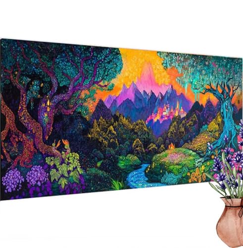 Diamond Painting Erwachsene Groß XXL Natur, Diamant Painting Bilder Landschaft Bastelset Erwachsene Frauen, DIY 5D Diamond Art Stickerei Malerei Set für Aesthetic Room Decor, Leinwand 100x200 cm k-357 von Canuhkun