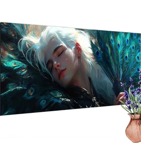 Diamond Painting Erwachsene Groß XXL Pfau, Diamant Painting Bilder Abstrakt Bastelset Erwachsene Frauen, DIY 5D Diamond Art Stickerei Malerei Set für Aesthetic Room Decor, Leinwand 100x200 cm k-471 von Canuhkun