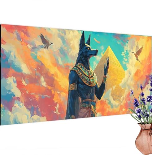 Diamond Painting Erwachsene Groß XXL Retro, Diamant Painting Bilder Anubis Bastelset Erwachsene Frauen, DIY 5D Diamond Art Stickerei Malerei Set für Aesthetic Room Decor, Leinwand 90x180 cm k-410 von Canuhkun