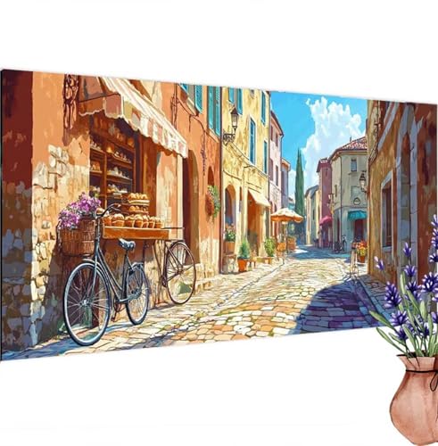 Diamond Painting Erwachsene Groß XXL Retro, Diamant Painting Bilder Fahrrad Bastelset Erwachsene Frauen, DIY 5D Diamond Art Stickerei Malerei Set für Aesthetic Room Decor, Leinwand 100x200 cm k-302 von Canuhkun