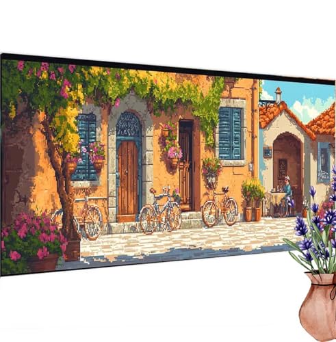 Diamond Painting Erwachsene Groß XXL Retro,Diamant Painting Bilder Haus Bastelset Erwachsene Frauen, DIY 5D Diamond Art Stickerei Malerei Set für Aesthetic Room Decor, Leinwand 100x200 cm k-303 von Canuhkun