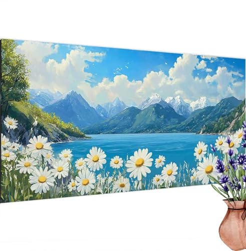 Diamond Painting Erwachsene Groß XXL See,Diamant Painting Bilder Blume Bastelset Erwachsene Frauen, DIY 5D Diamond Art Stickerei Malerei Set für Aesthetic Room Decor, Leinwand 100x200 cm k-528 von Canuhkun