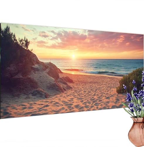 Diamond Painting Erwachsene Groß XXL Strand, Diamant Painting Bilder Landschaft Bastelset Erwachsene Frauen, DIY 5D Diamond Art Stickerei Malerei Set für Aesthetic Room Decor, Leinwand 85x180 cm k-333 von Canuhkun