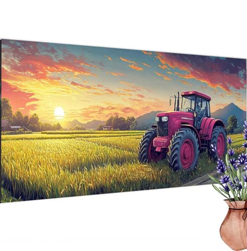 Diamond Painting Erwachsene Groß XXL Traktor, Diamant Painting Bilder Bauernhof Bastelset Erwachsene Frauen, DIY 5D Diamond Art Stickerei Malerei Set für Aesthetic Room Decor, Leinwand 90x180 cm k-305 von Canuhkun