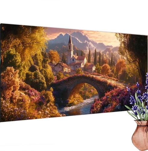 Diamond Painting Erwachsene Groß XXL Wald, Diamant Painting Bilder Schloss Bastelset Erwachsene Frauen, DIY 5D Diamond Art Stickerei Malerei Set für Aesthetic Room Decor, Leinwand 85x180 cm k-416 von Canuhkun