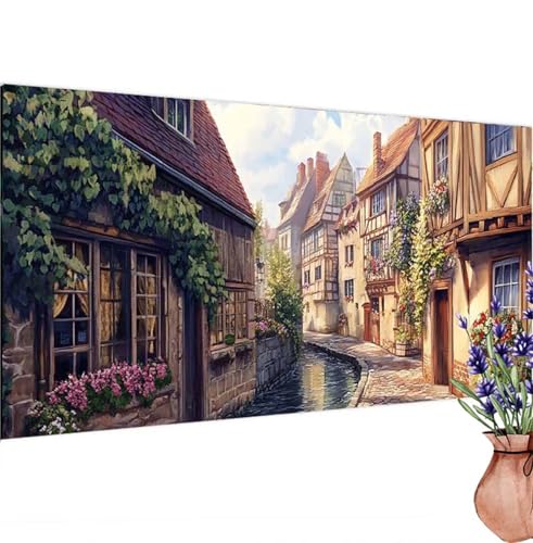 Diamond Painting Erwachsene Groß XXL Weinlese, Diamant Painting Bilder Stadt Bastelset Erwachsene Frauen, DIY 5D Diamond Art Stickerei Malerei Set für Aesthetic Room Decor, Leinwand 85x180 cm k-390 von Canuhkun