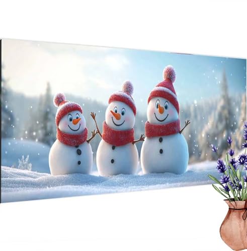 Diamond Painting Erwachsene Groß XXL Winter, Diamant Painting Bilder Schneemann Bastelset Erwachsene Frauen, DIY 5D Diamond Art Stickerei Malerei Set für Aesthetic Room Decor, Leinwand 80x160 cm k-547 von Canuhkun