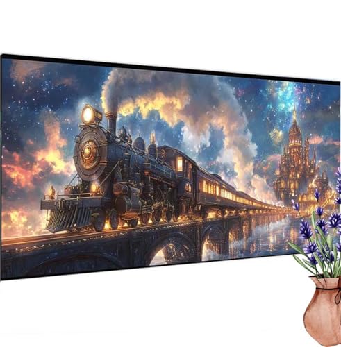 Diamond Painting Erwachsene Groß XXL Zug, Diamant Painting Bilder Schloss Bastelset Erwachsene Frauen, DIY 5D Diamond Art Stickerei Malerei Set für Aesthetic Room Decor, Leinwand 100x200 cm k-336 von Canuhkun