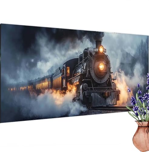 Diamond Painting Erwachsene Groß XXL Zug, Diamant Painting Bilder Weinlese Bastelset Erwachsene Frauen, DIY 5D Diamond Art Stickerei Malerei Set für Aesthetic Room Decor, Leinwand 90x180 cm k-361 von Canuhkun