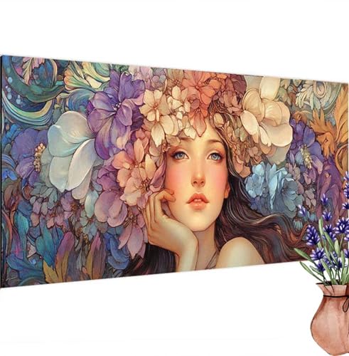 Diamond Painting Frau,Blume Diamond Painting Erwachsene Groß 95x45 cm DIY 5D Diamant Kunst Kinder Anfänger Set, Diamant Stickerei Malerei Bastelset Erwachsene Frauen für Zimmer Deko, Geschenke k-504 von Canuhkun