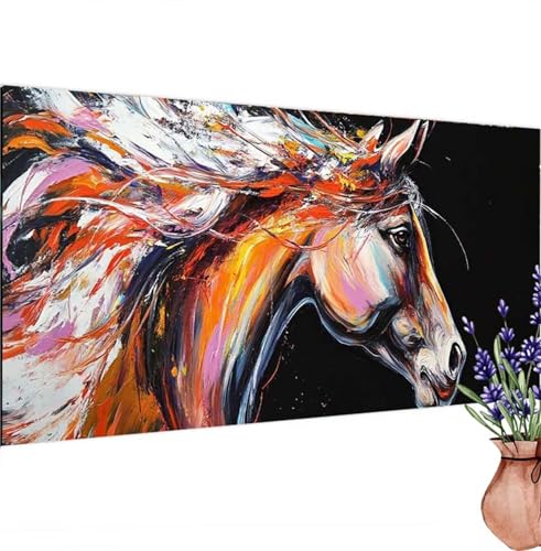 Diamond Painting Horse,Tiere Diamond Painting Erwachsene Groß 100x50 cm DIY 5D Diamant Kunst Kinder Anfänger Set,Diamant Stickerei Bastelset Erwachsene Frauen Zimmer Deko Wohnzimmer,Geschenke k-443 von Canuhkun